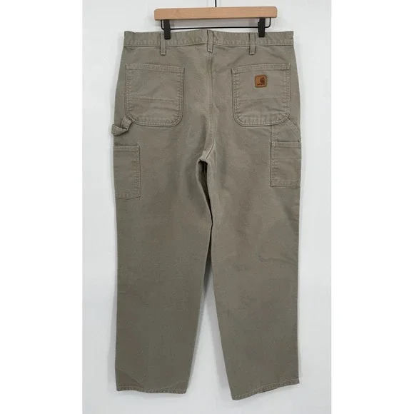 Carhartt Pants Mens 40x34 Beige Tan Cotton Canvas Carpenter Workwear B11 DES - Picture 3 of 10